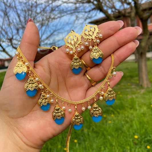 Punjabi necklace- sky