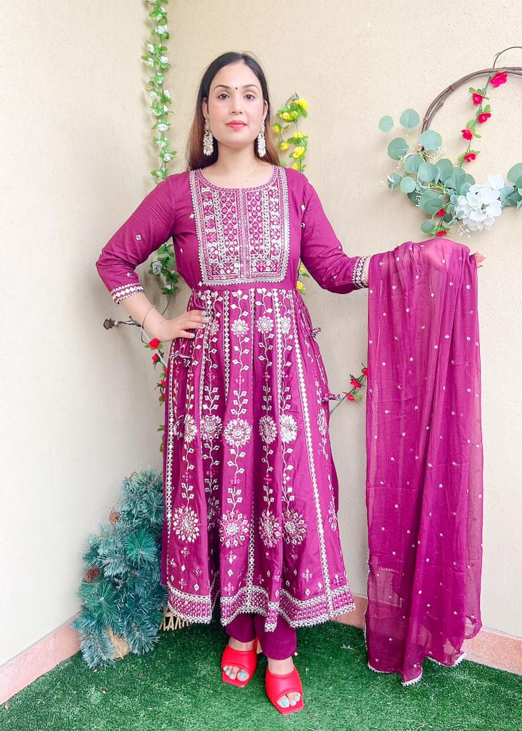 Anarkali suit - hot pink