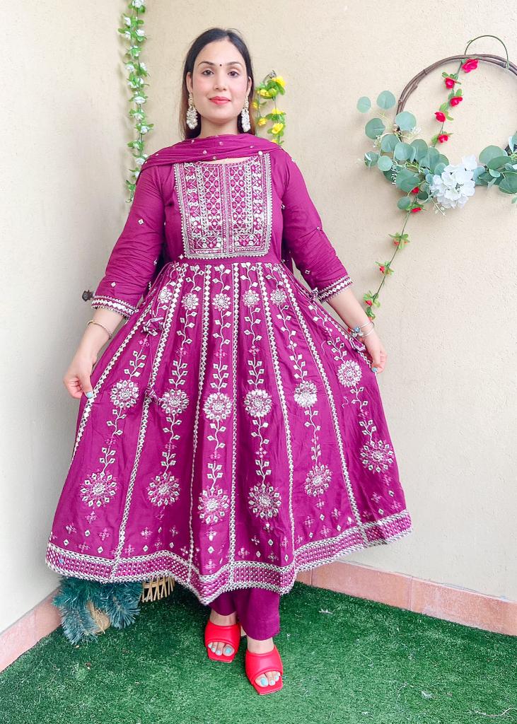 Anarkali suit - hot pink