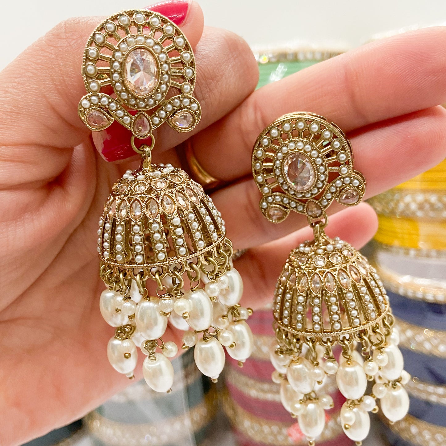 Jdau oversized tikka set — golden earrings