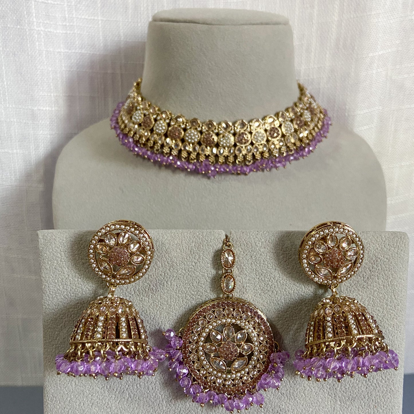 Pakistani jdau necklace- lavender