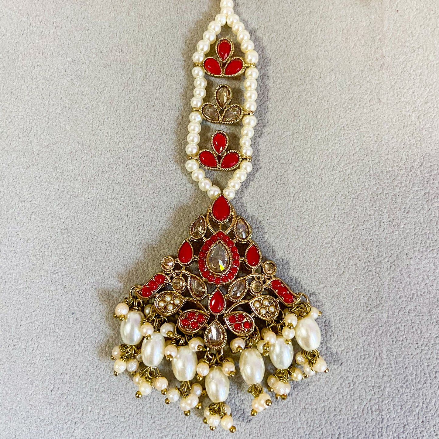 Pakistani jdau necklace- Red