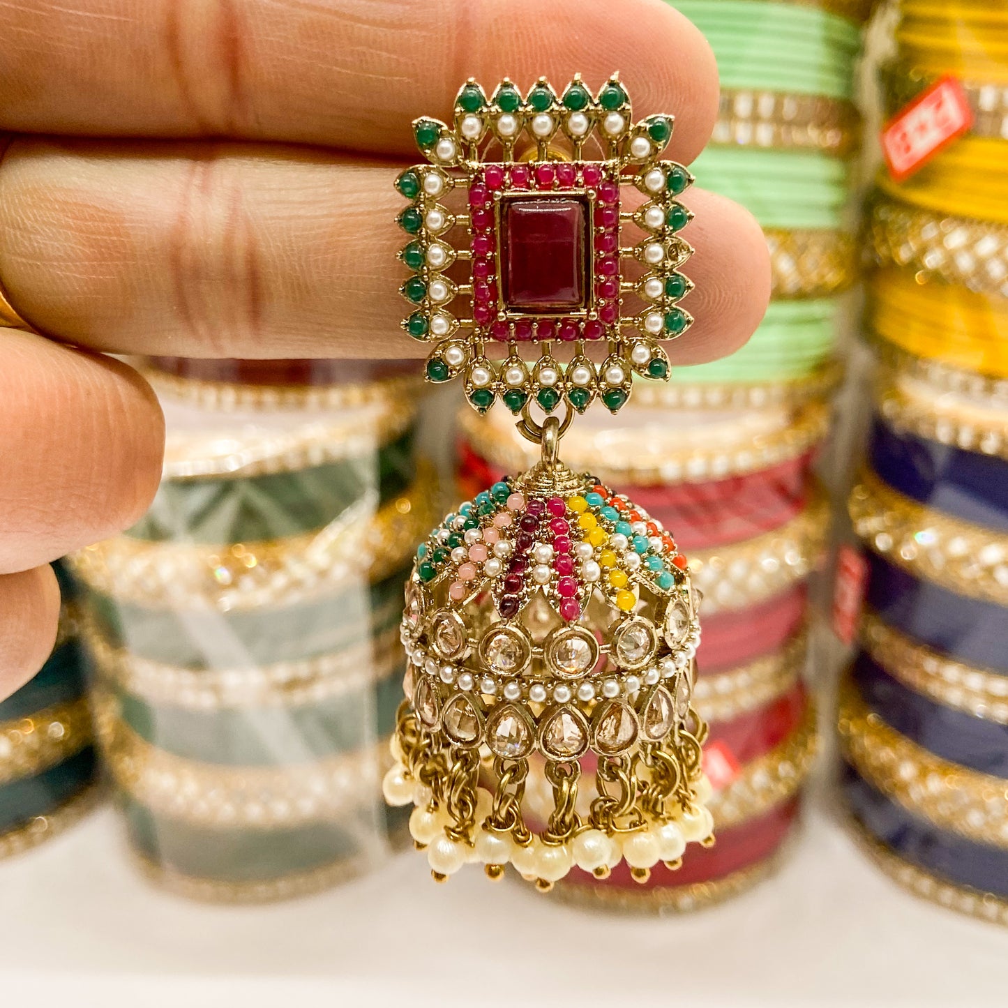 Jdau jhumki earrings- multi