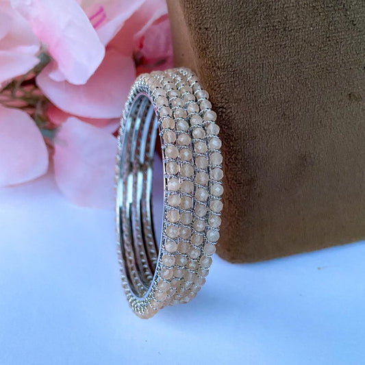 Crystal bangles peach with silver