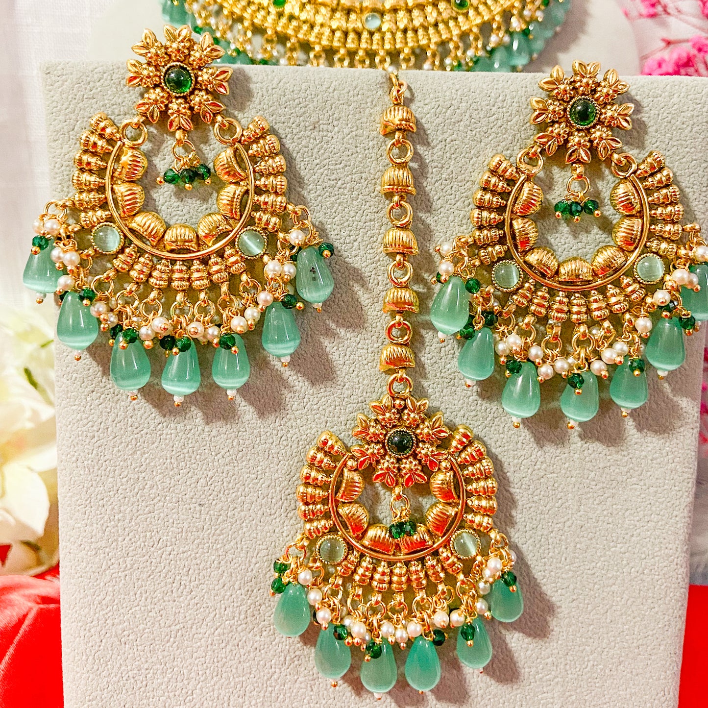 Punjabi traditional necklace- sea green