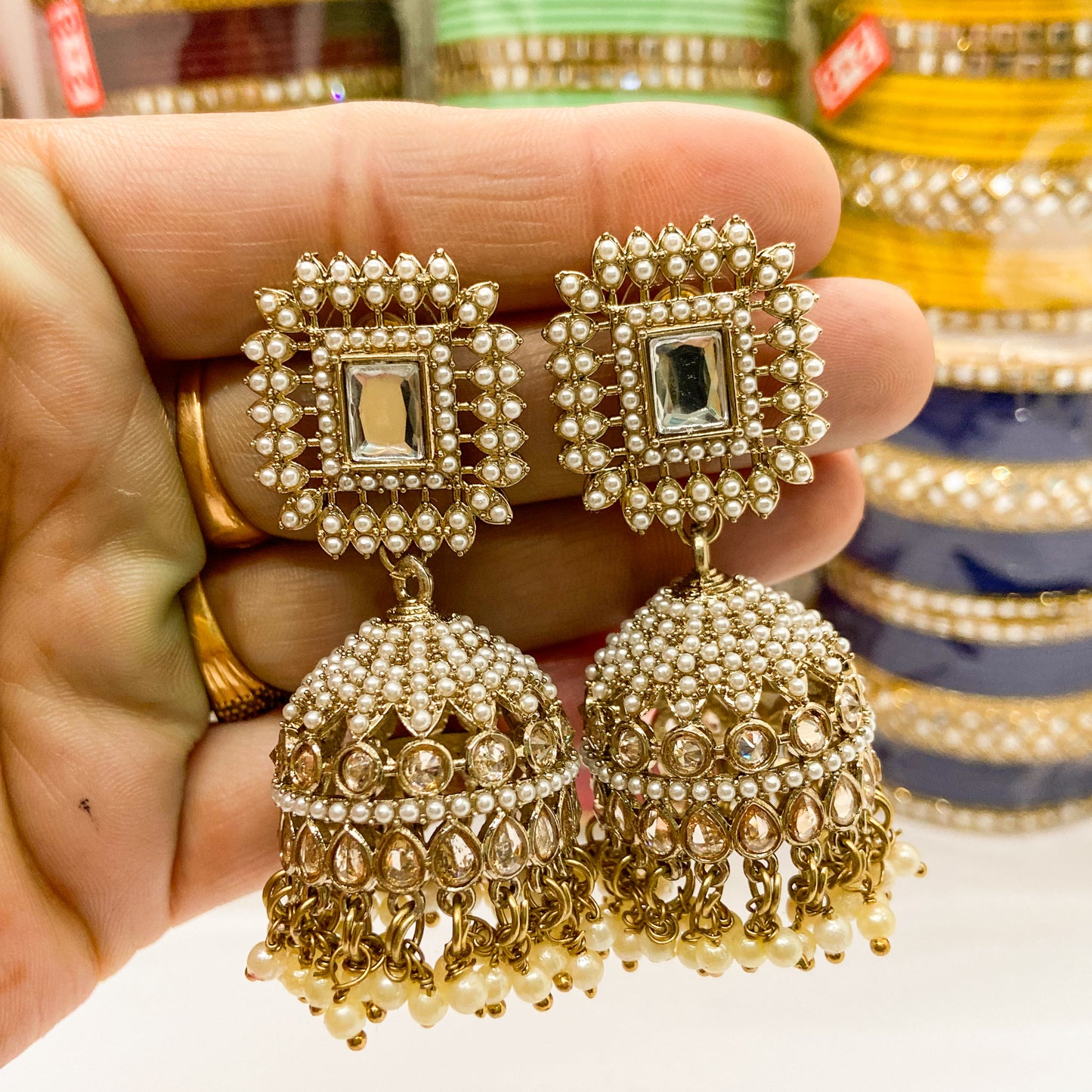 Jdau jhumki earrings- golden