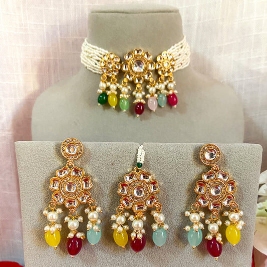 Kundan necklace- multi