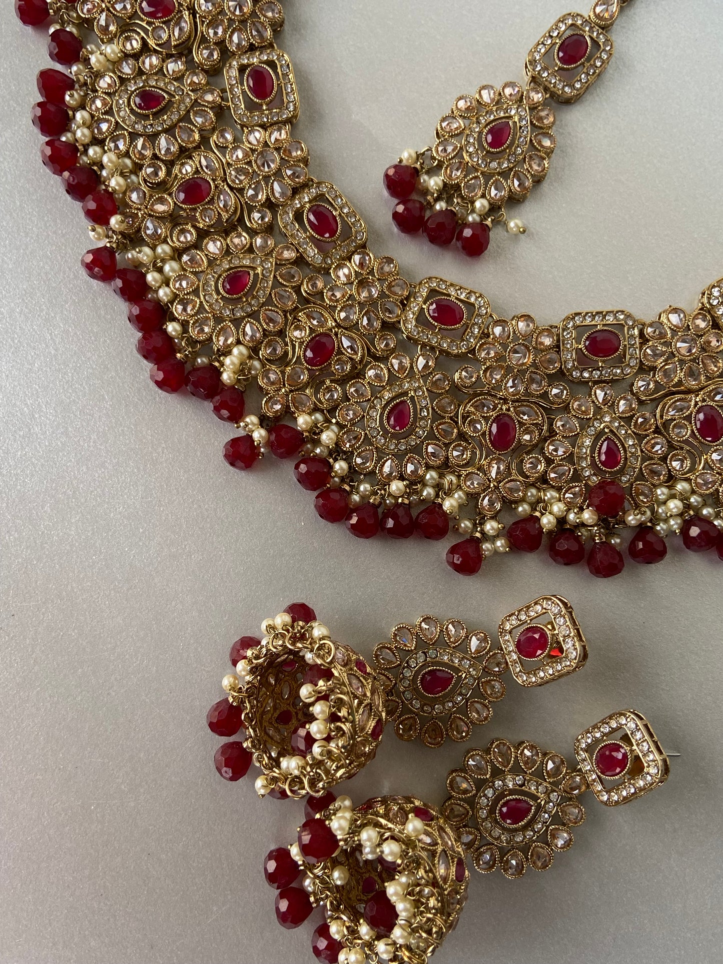 Polki necklace - maroon