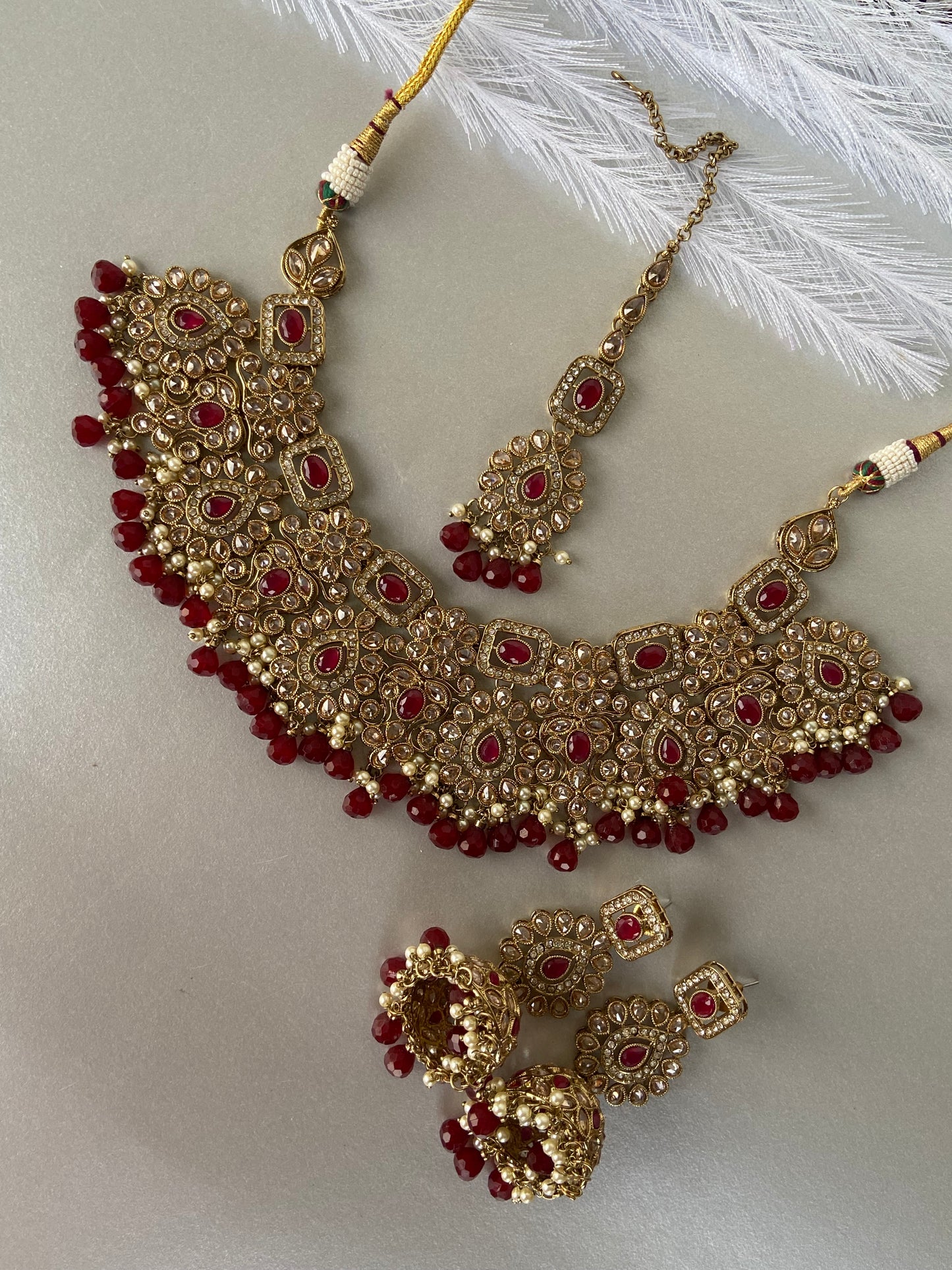 Polki necklace - maroon