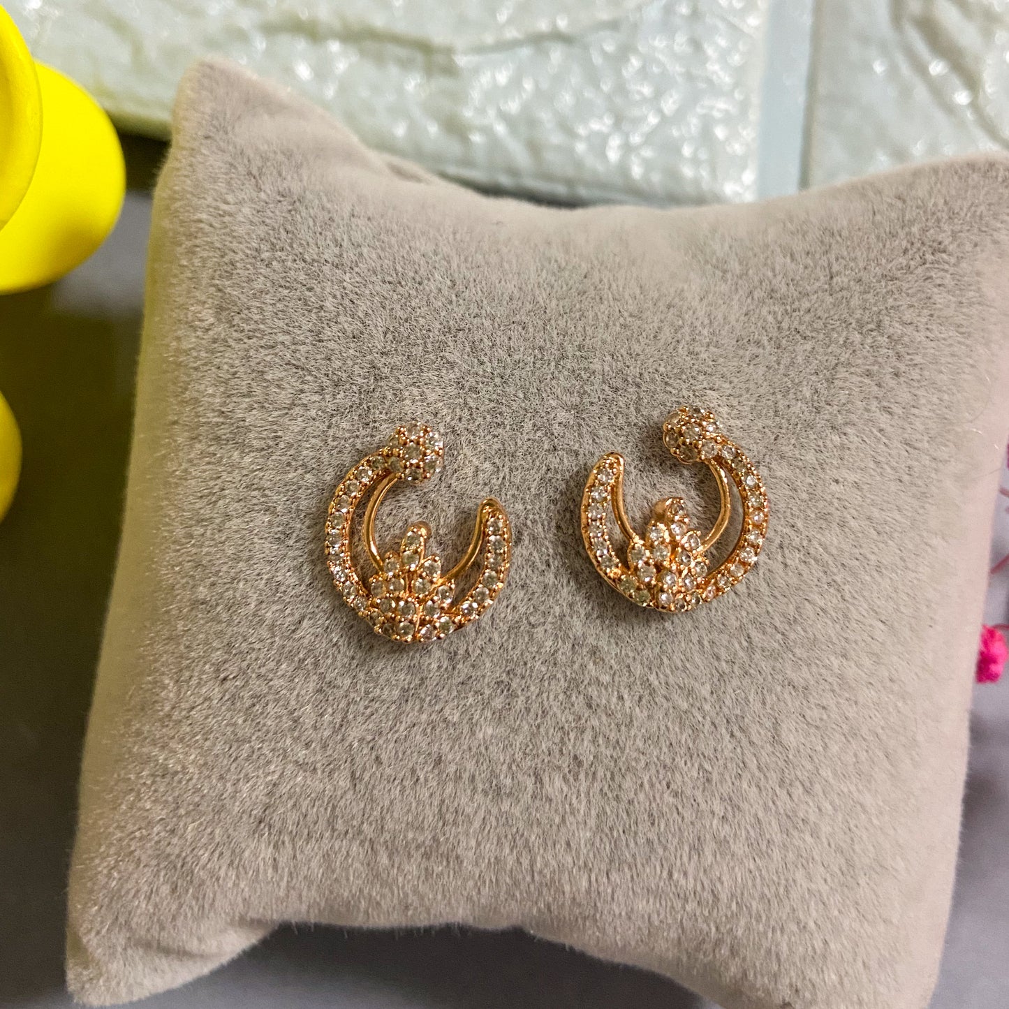 Moon studs - golden earrings