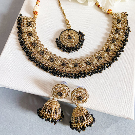 Pakistani jdau necklace- black