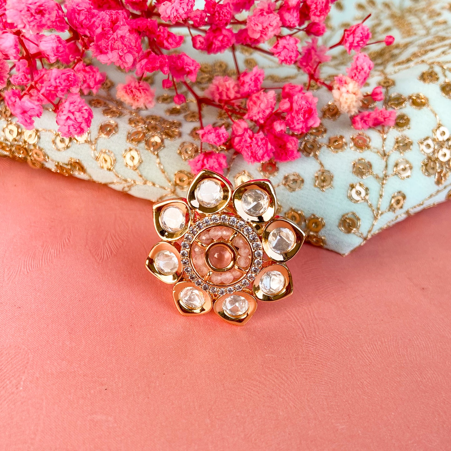 Tyani ring with 18k gold polish - pink ring