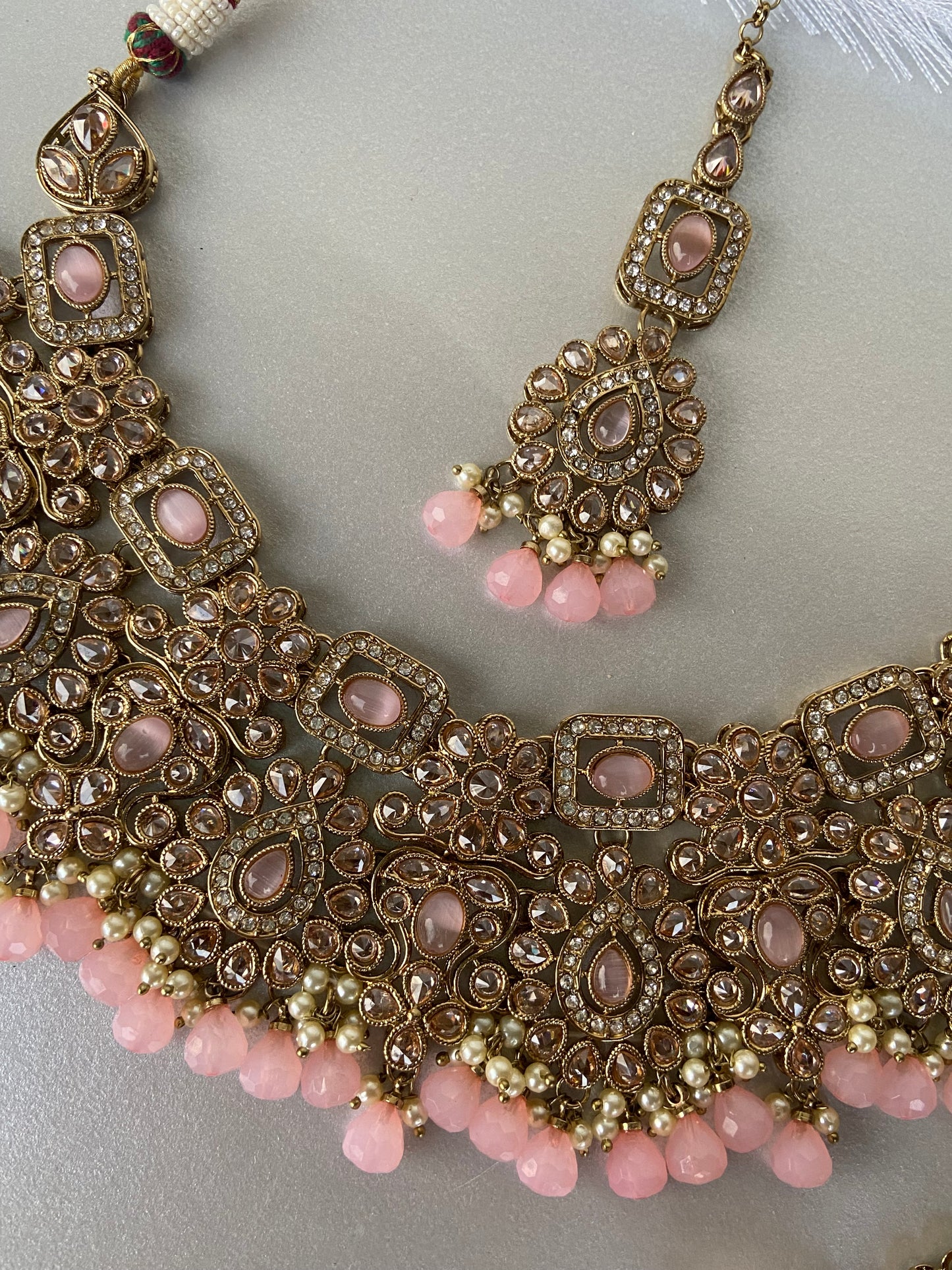 Polki necklace- baby pink