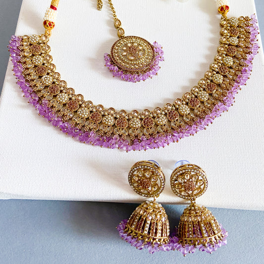 Pakistani jdau necklace- lavender