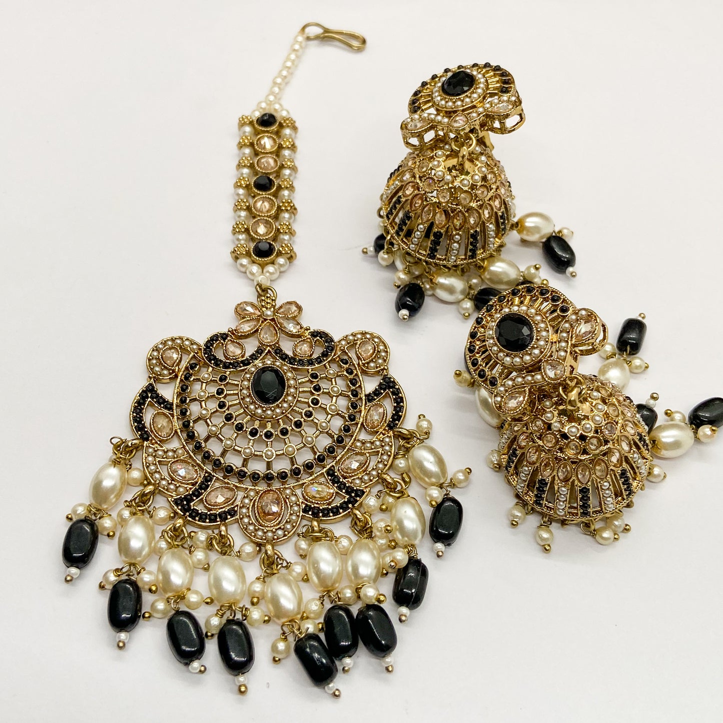 Jdau oversized tikka set - black earrings