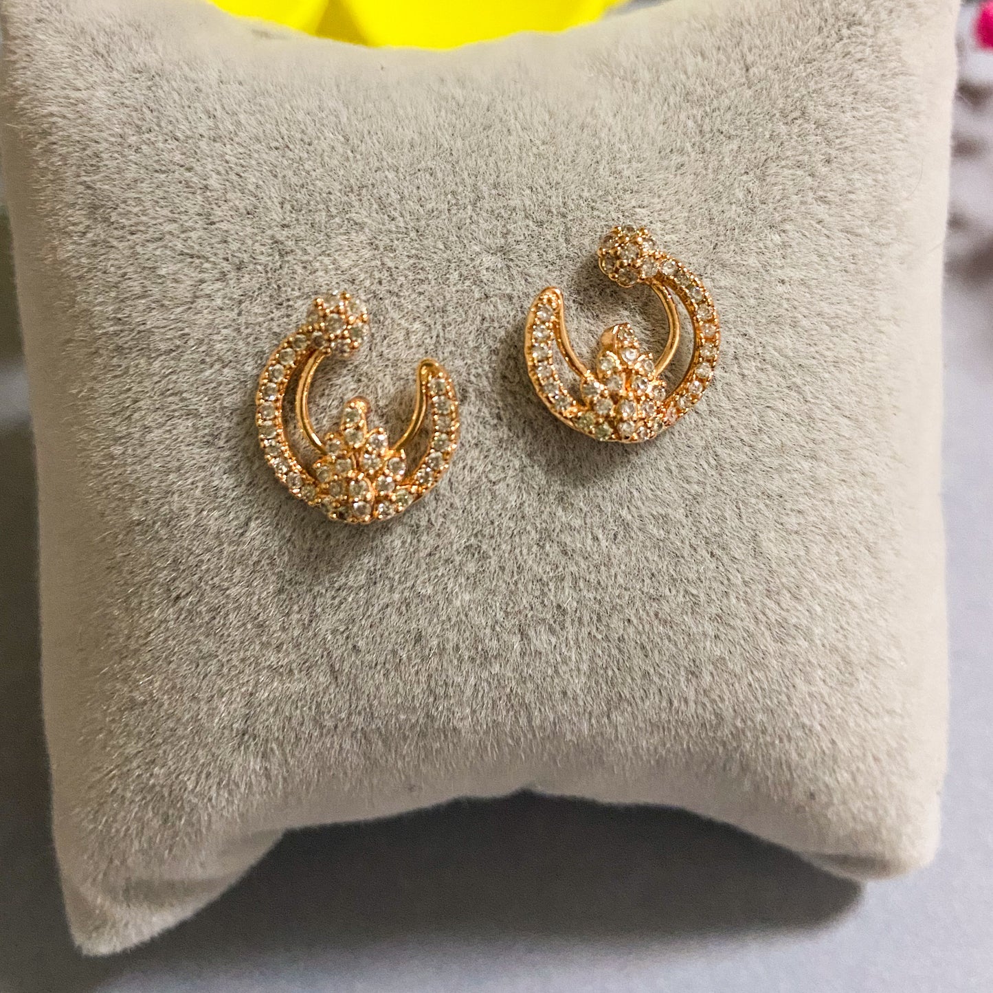 Moon studs - golden earrings