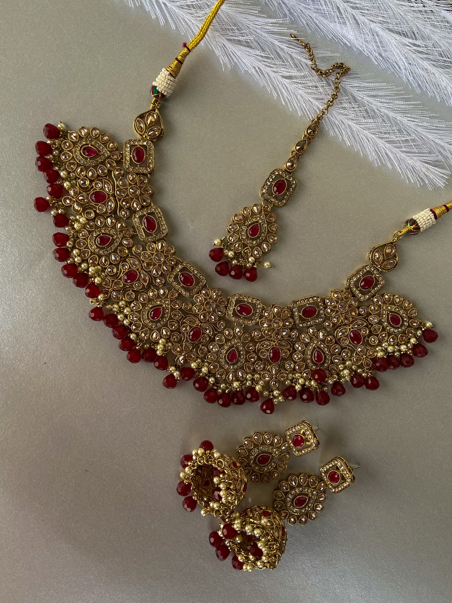 Polki necklace - maroon