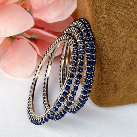 Crystal bangles - blue with silver