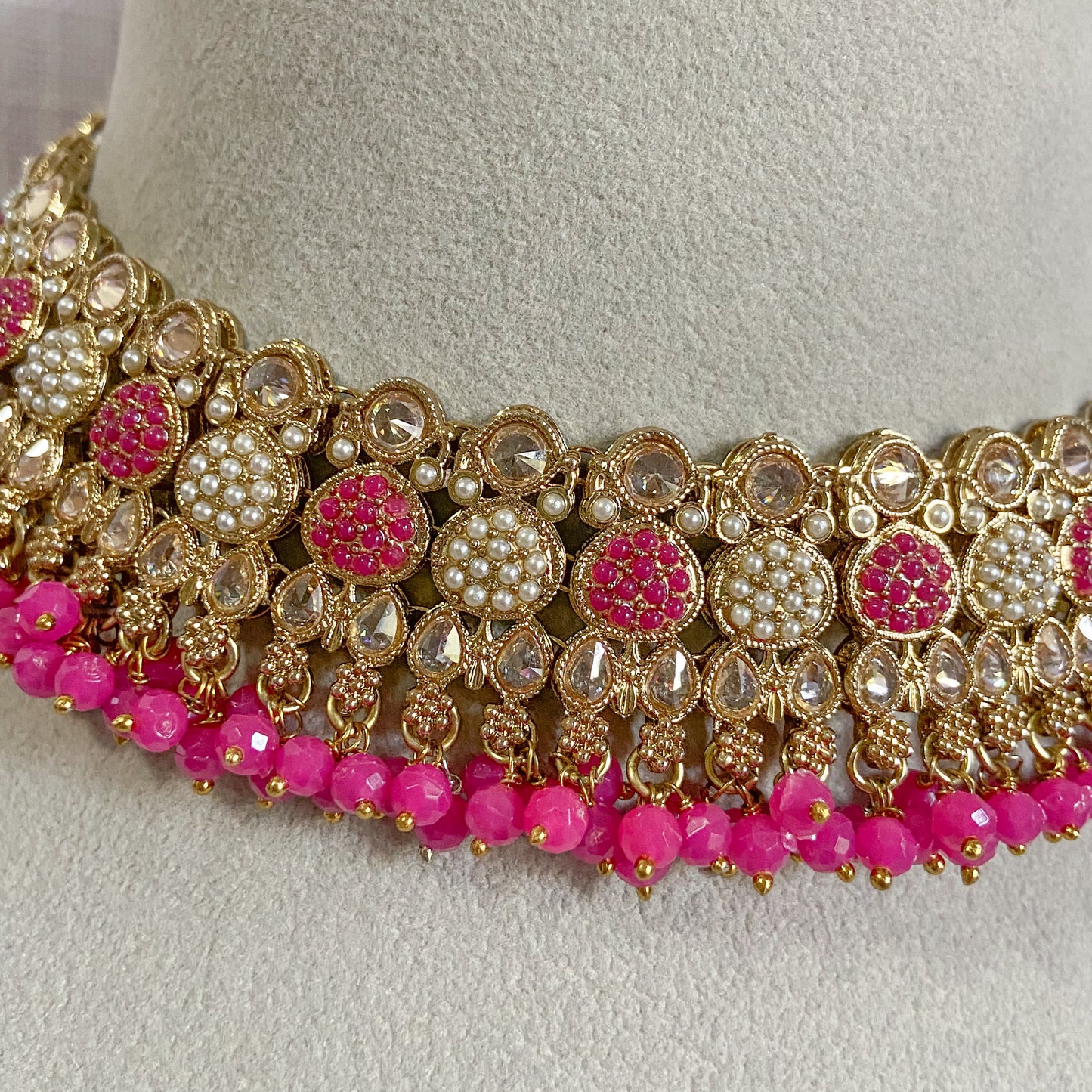 Pakistani jdau necklace- hot pink