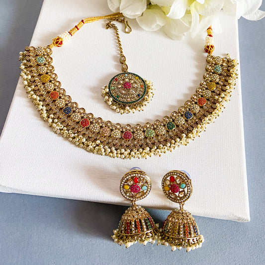 Pakistani jdau necklace- multi