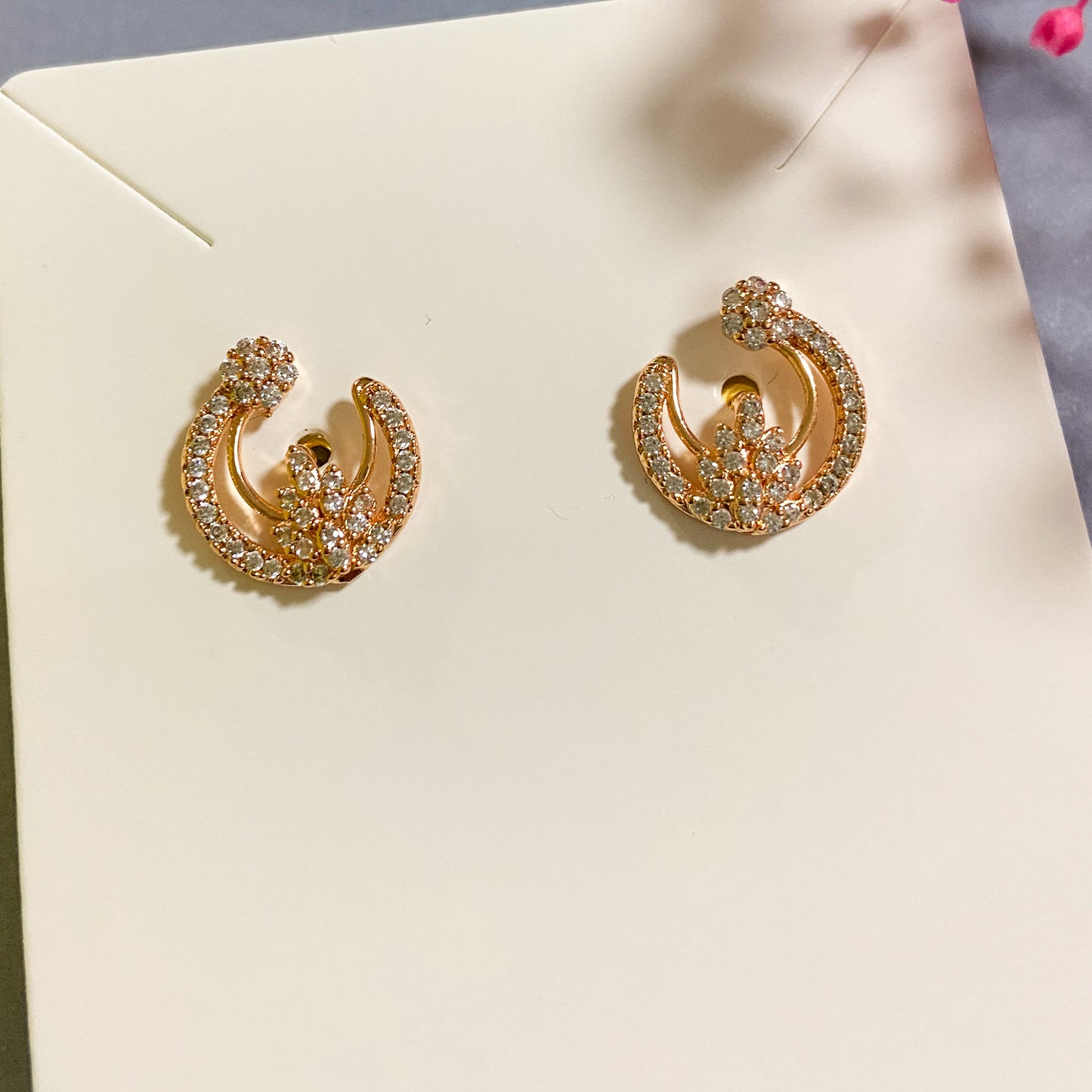 Moon studs - golden earrings