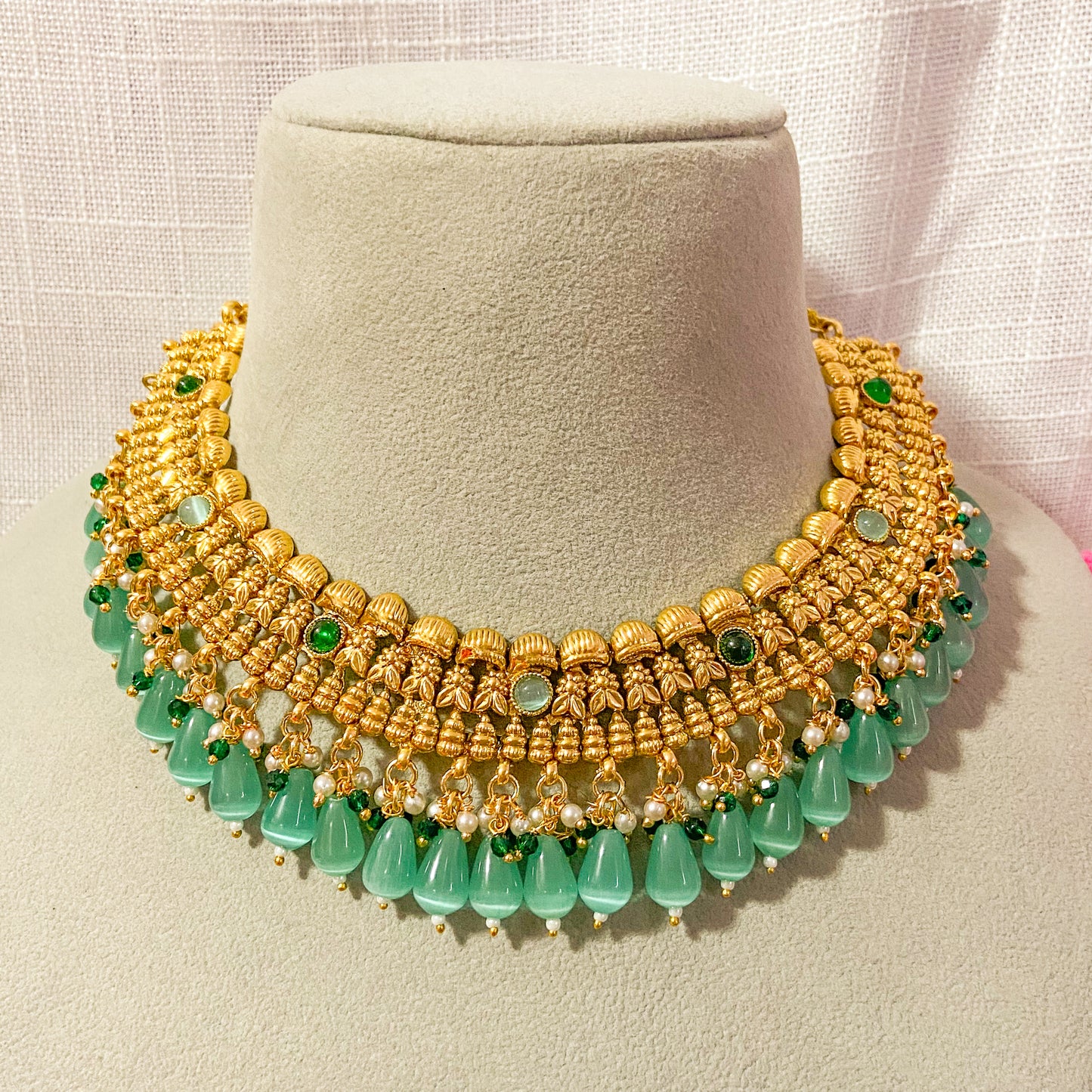 Punjabi traditional necklace- sea green