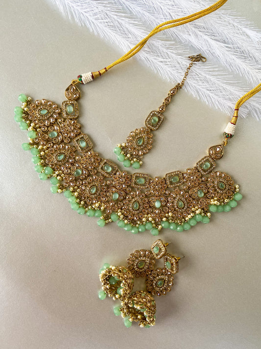 Polki necklace- mint