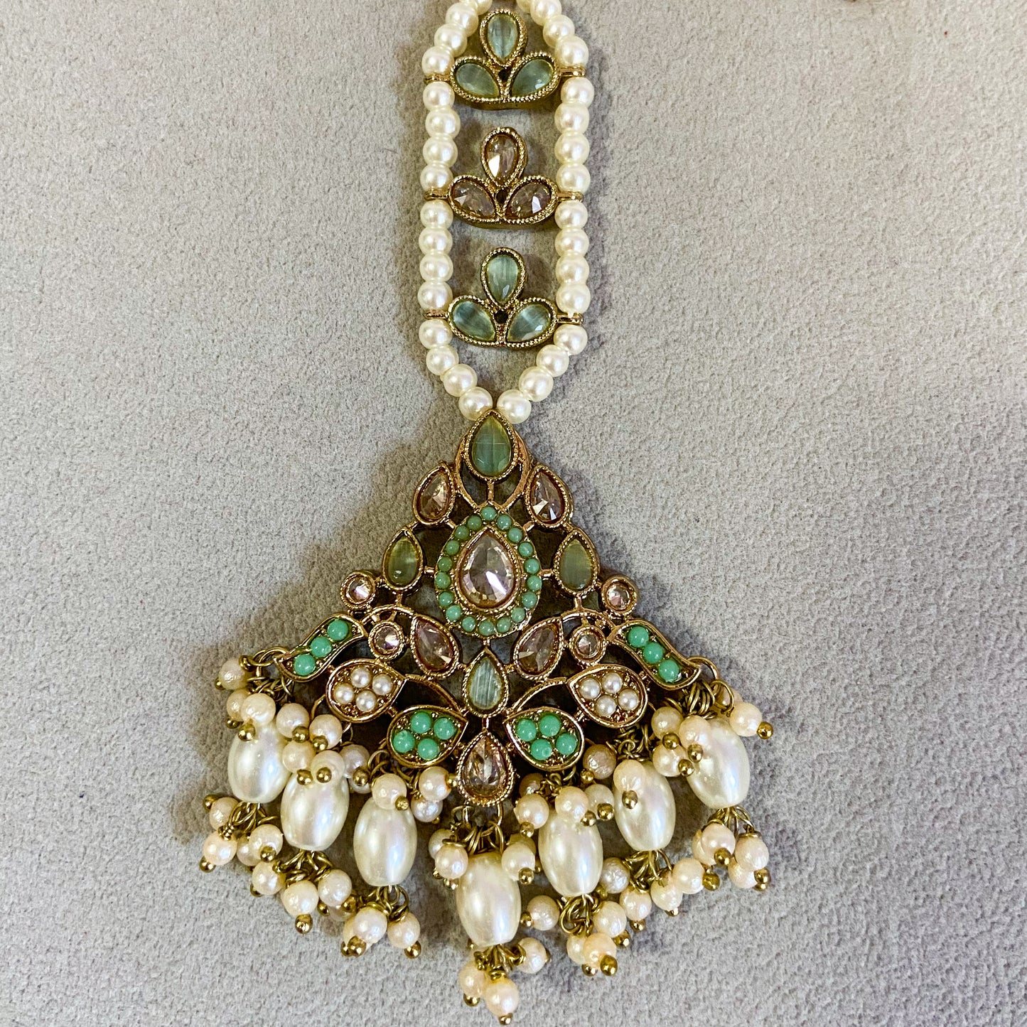 Pakistani jdau necklace- sea green