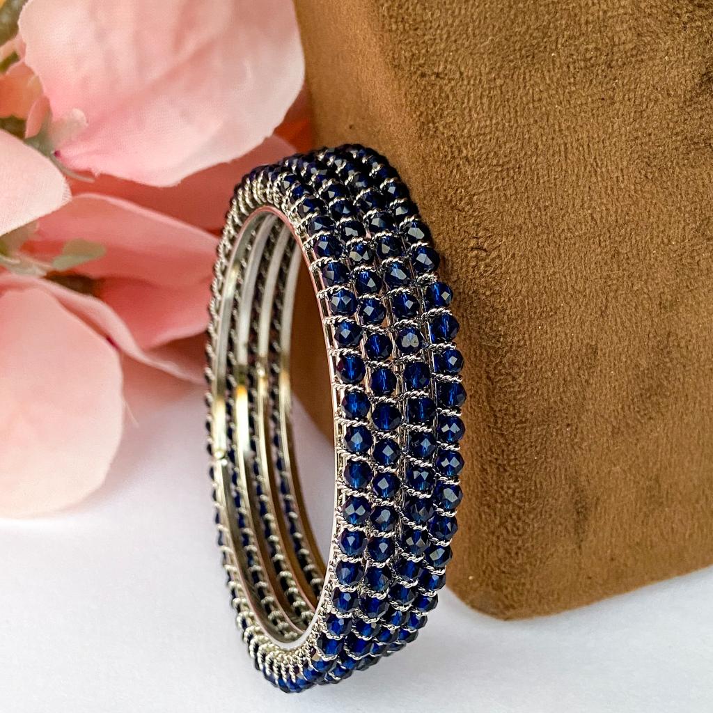 Crystal bangles - blue with silver