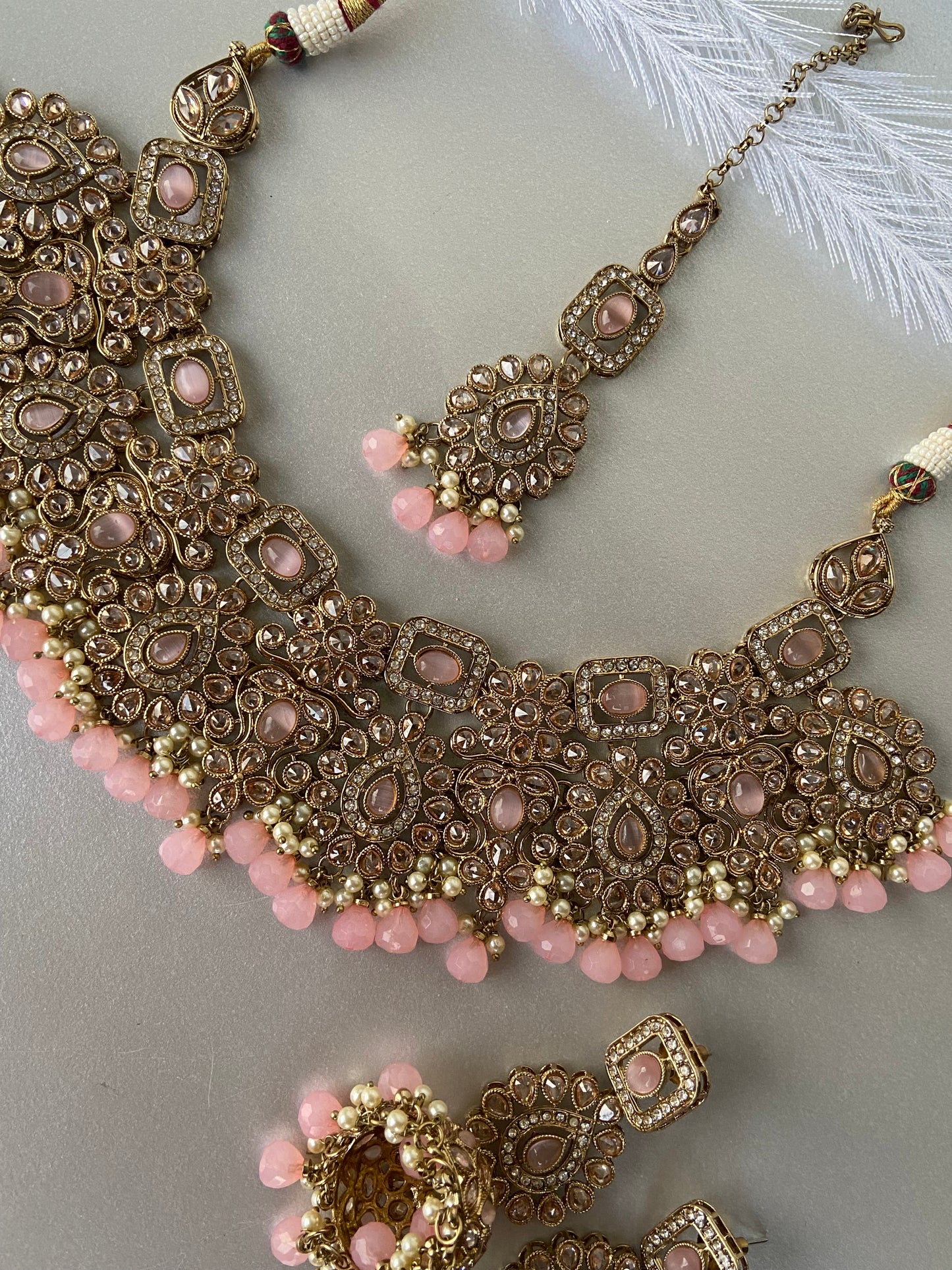 Polki necklace- baby pink