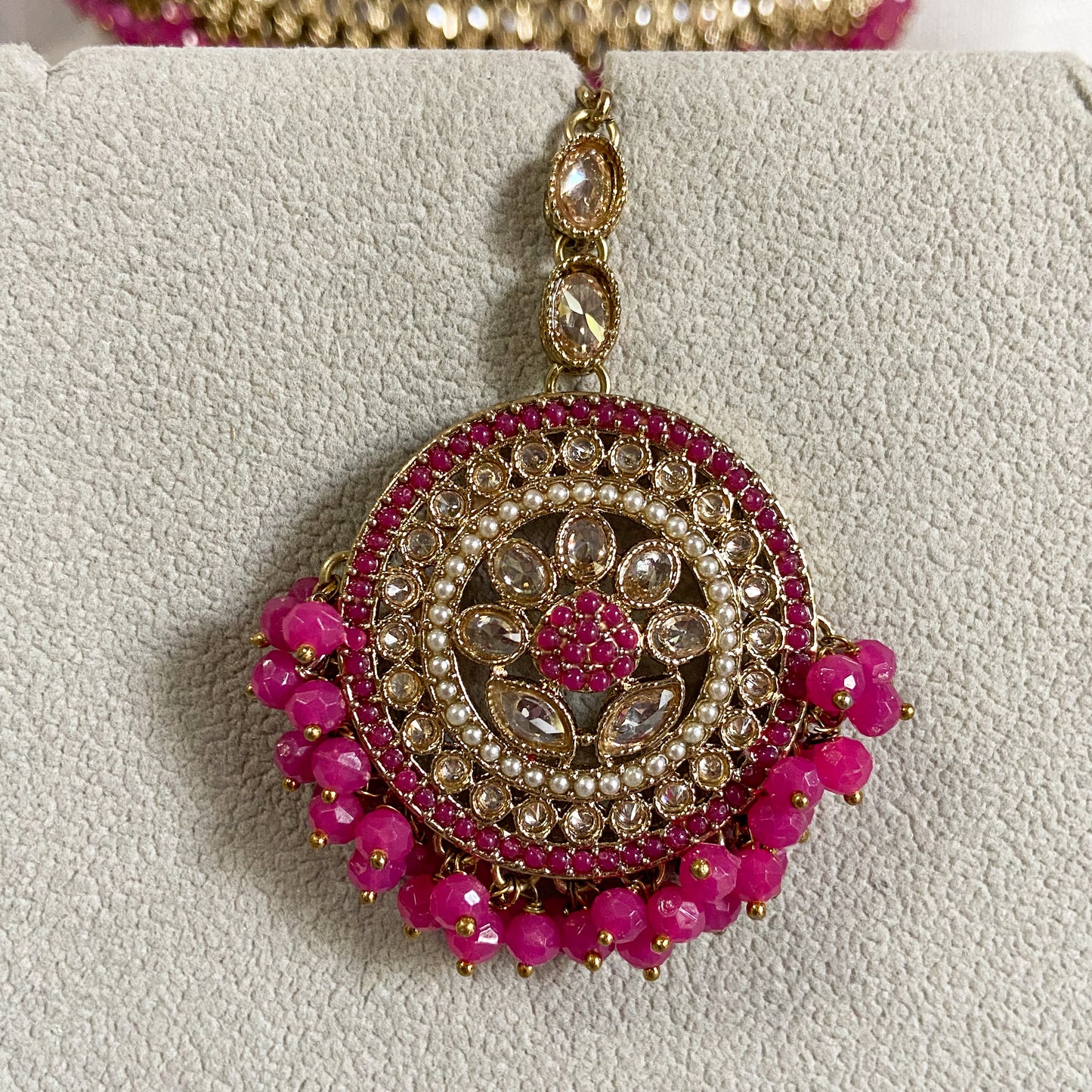 Pakistani jdau necklace- hot pink