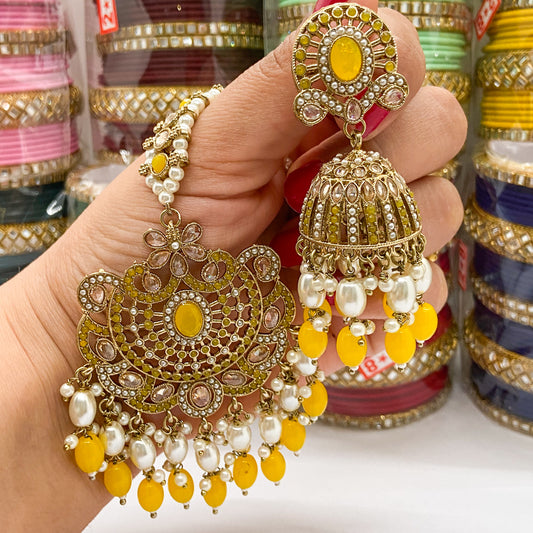 Jdau oversized tikka set - yellow earrings