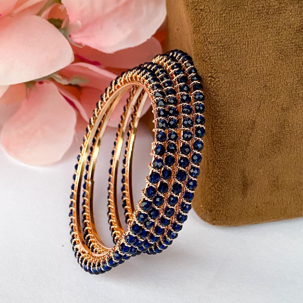 CRYSTAL BANGLES -BLUE WITH GOLDEN