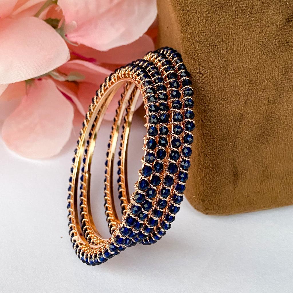 CRYSTAL BANGLES -BLUE WITH GOLDEN