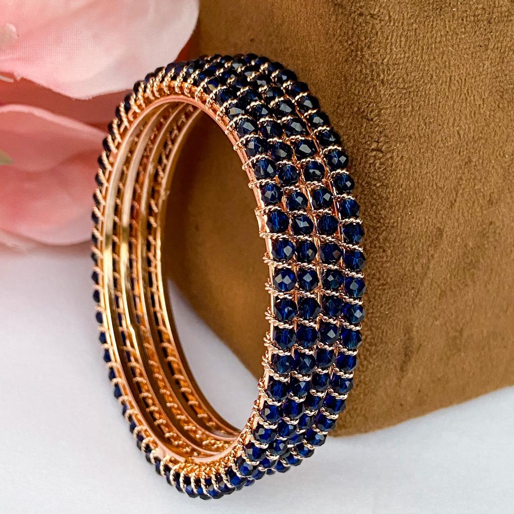 CRYSTAL BANGLES -BLUE WITH GOLDEN