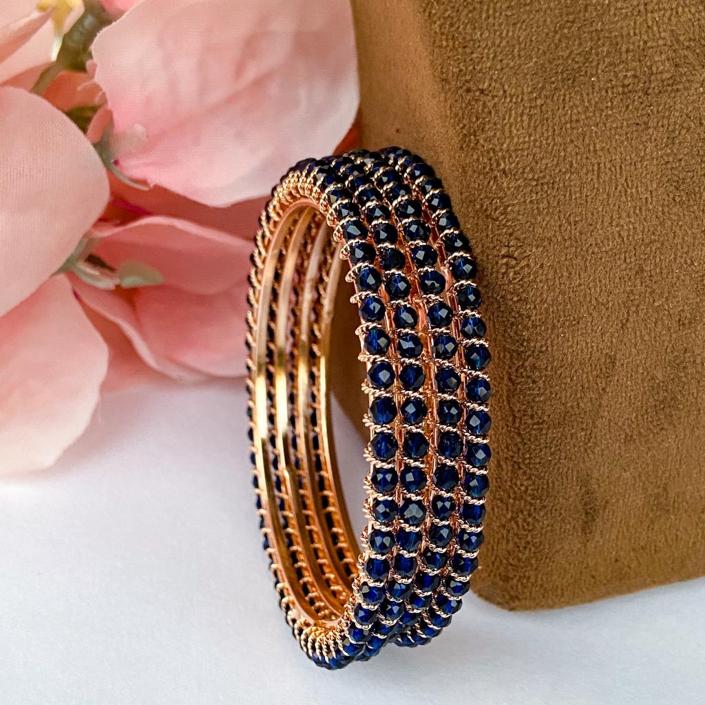 CRYSTAL BANGLES -BLUE WITH GOLDEN