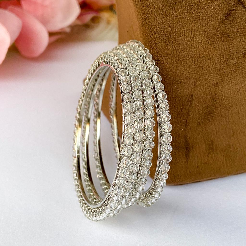 Crystal bangles - silver