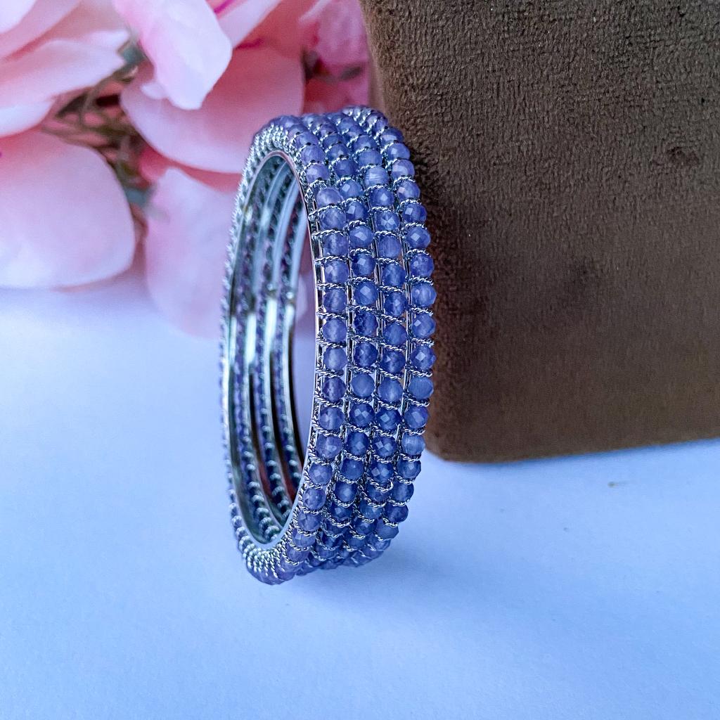 Crystal bangles - silver with lavender