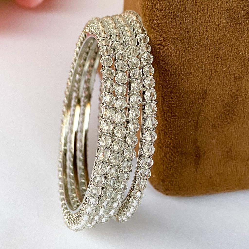 Crystal bangles - silver