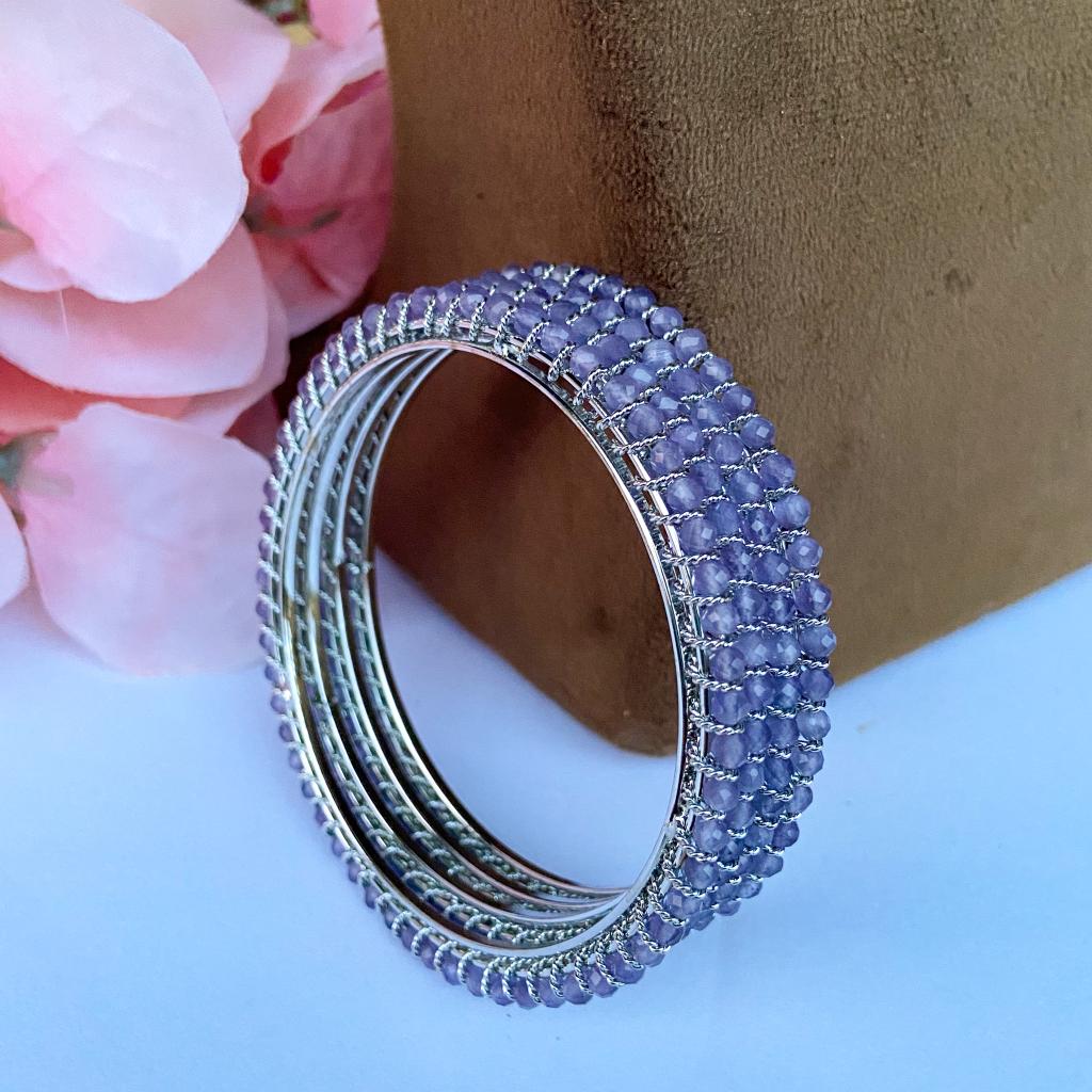 Crystal bangles - silver with lavender