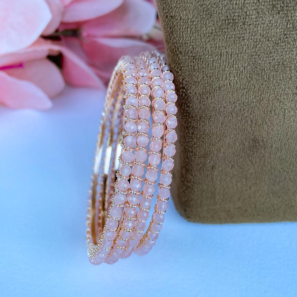 Crystal bangles - pink with golden