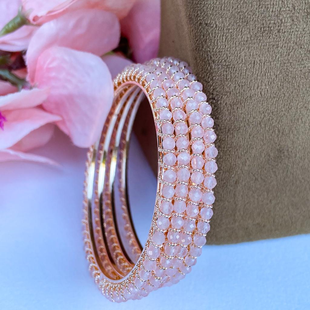 Crystal bangles - pink with golden