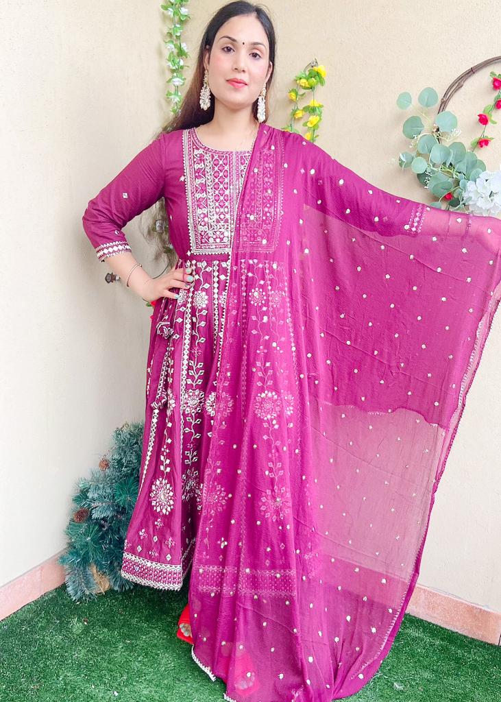 Anarkali suit - hot pink