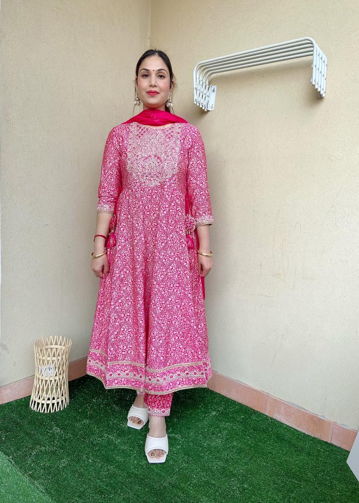 ANARKALI SUIT-HOT PINK