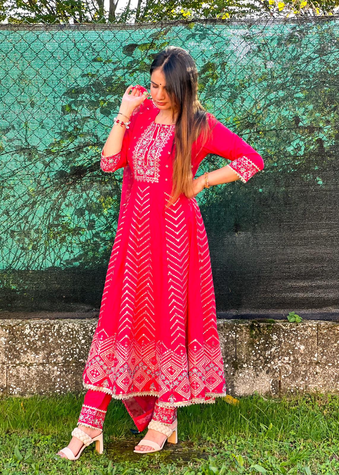 FESTIVE RANI ANARKALI - HOT PINK