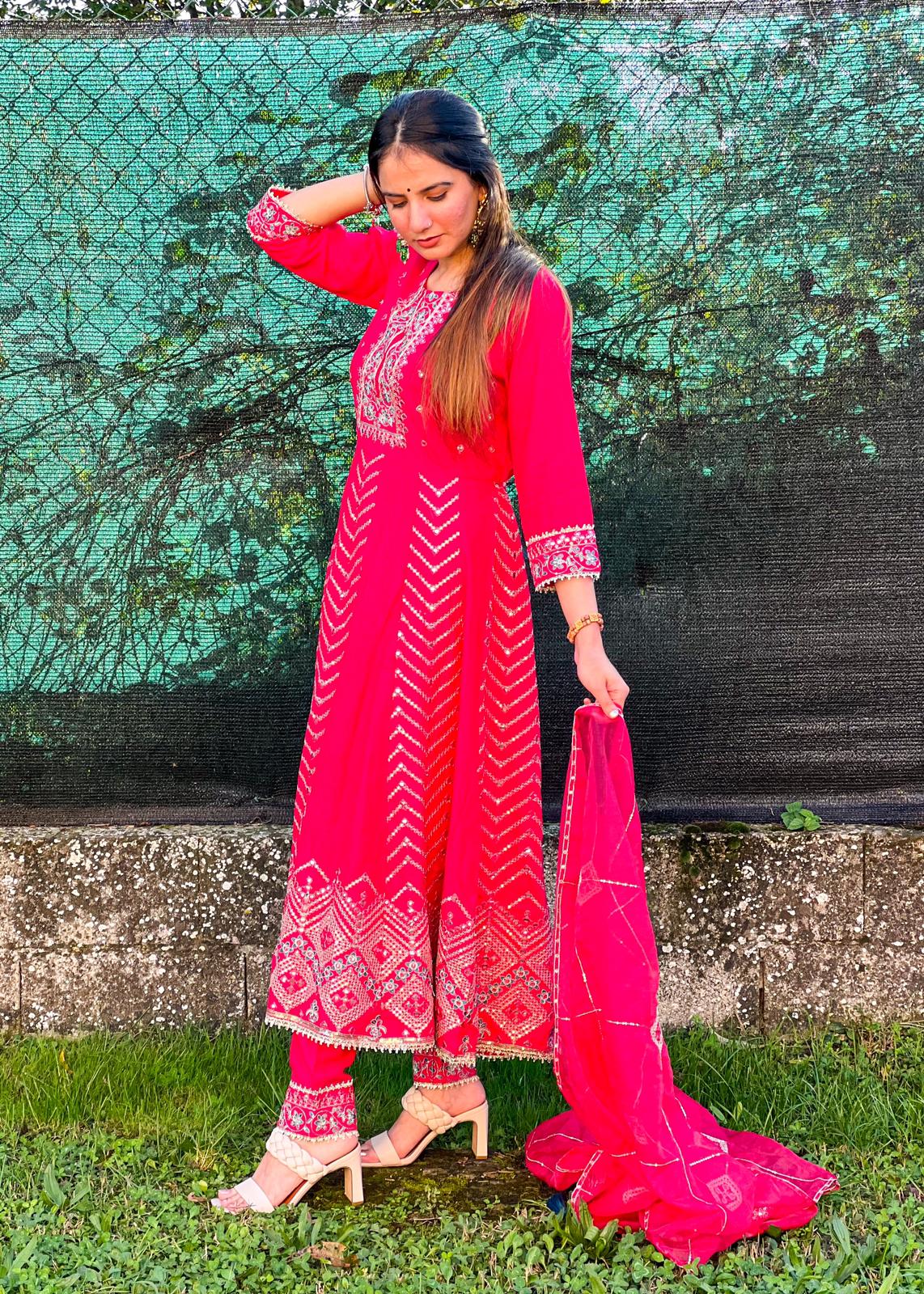 FESTIVE RANI ANARKALI - HOT PINK