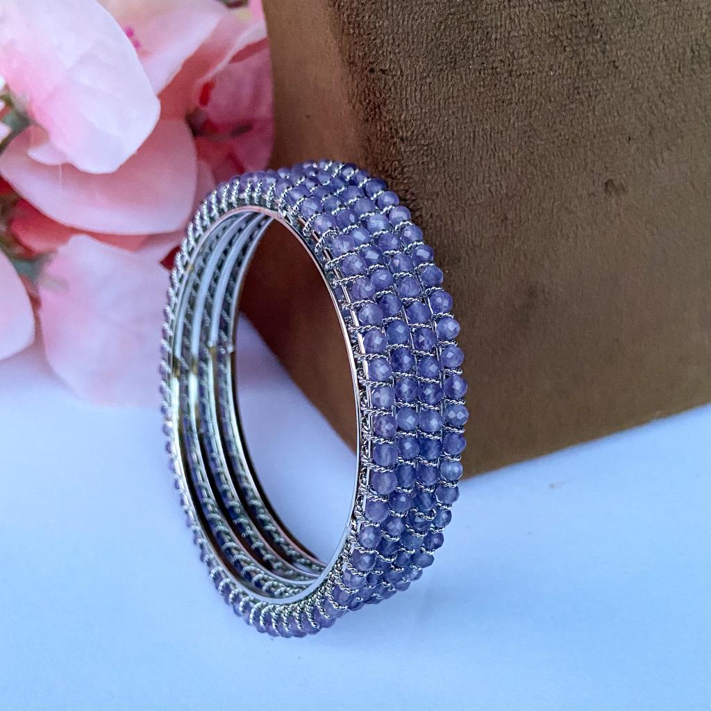 Crystal bangles - silver with lavender